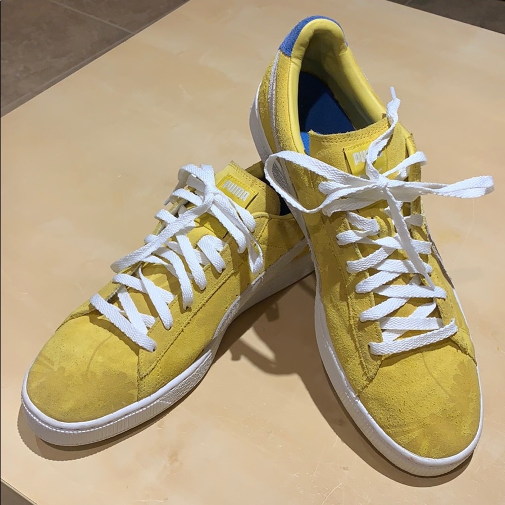 Men’s Suede Puma Clyde Yellow Floral Size 13